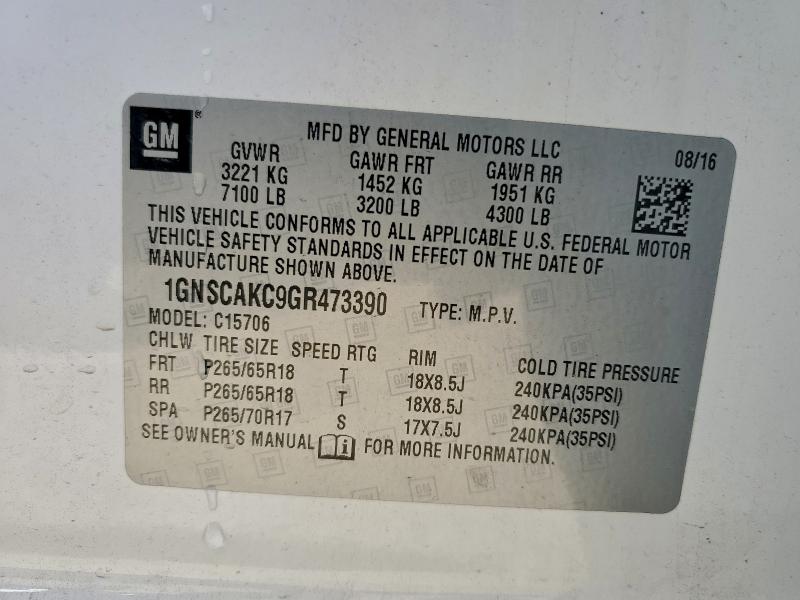 2016 CHEVROLET TAHOE C150 #3305563078