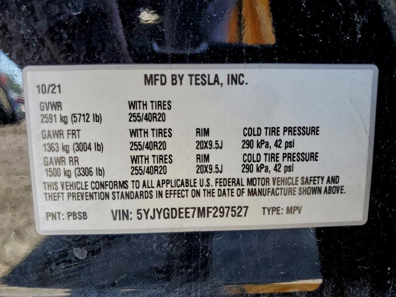 2021 TESLA MODEL Y #3301905419