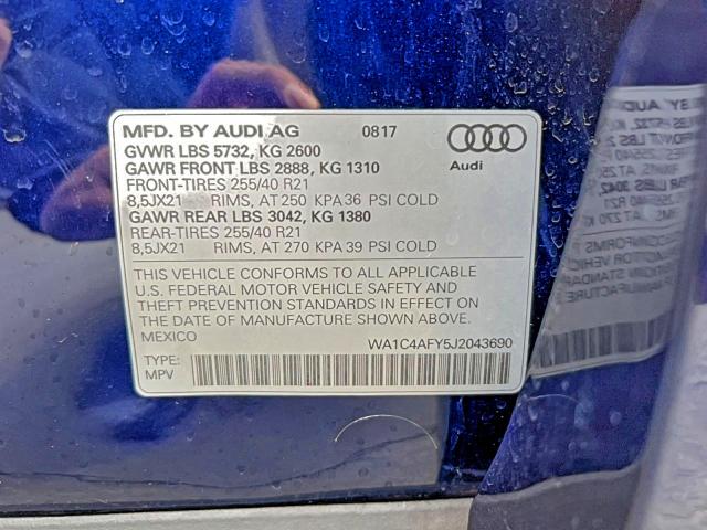 2018 AUDI SQ5 PRESTI #3304499572