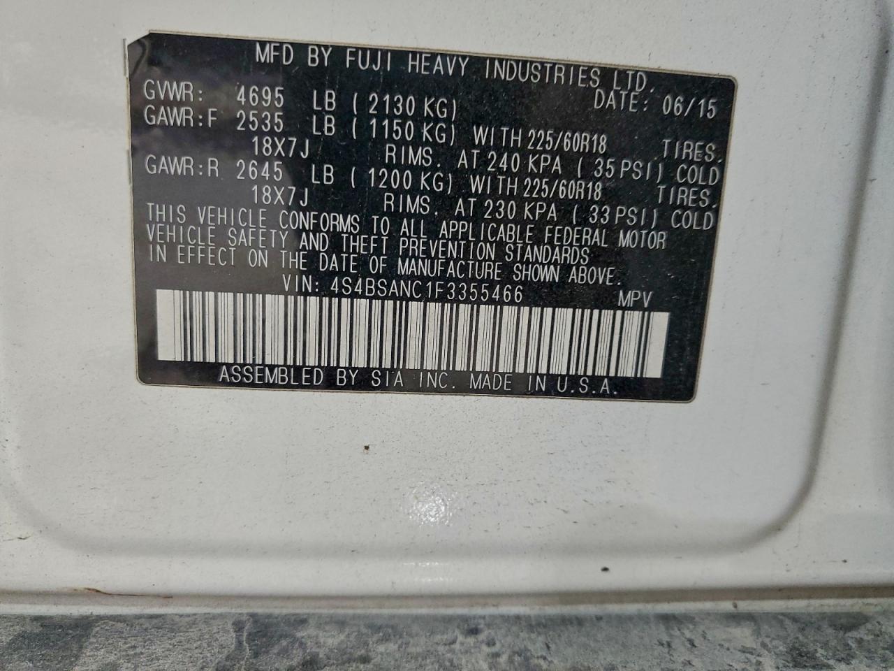 SUBARU OUTBACK 2.5I LIMITED