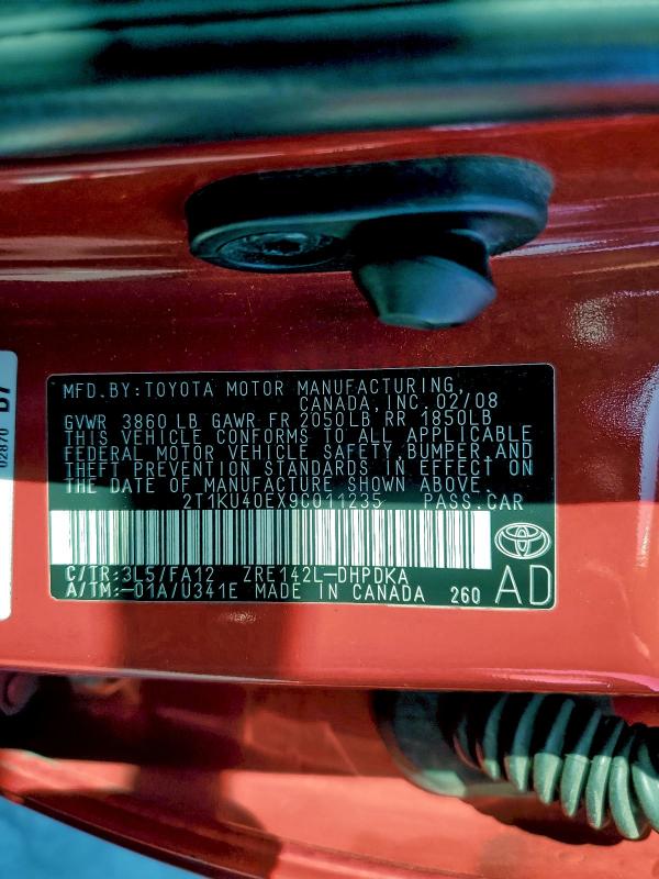 2009 TOYOTA COROLLA MA #3302743042