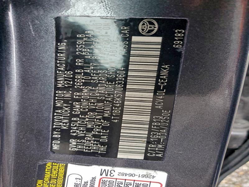 2007 TOYOTA CAMRY CE #3319069272