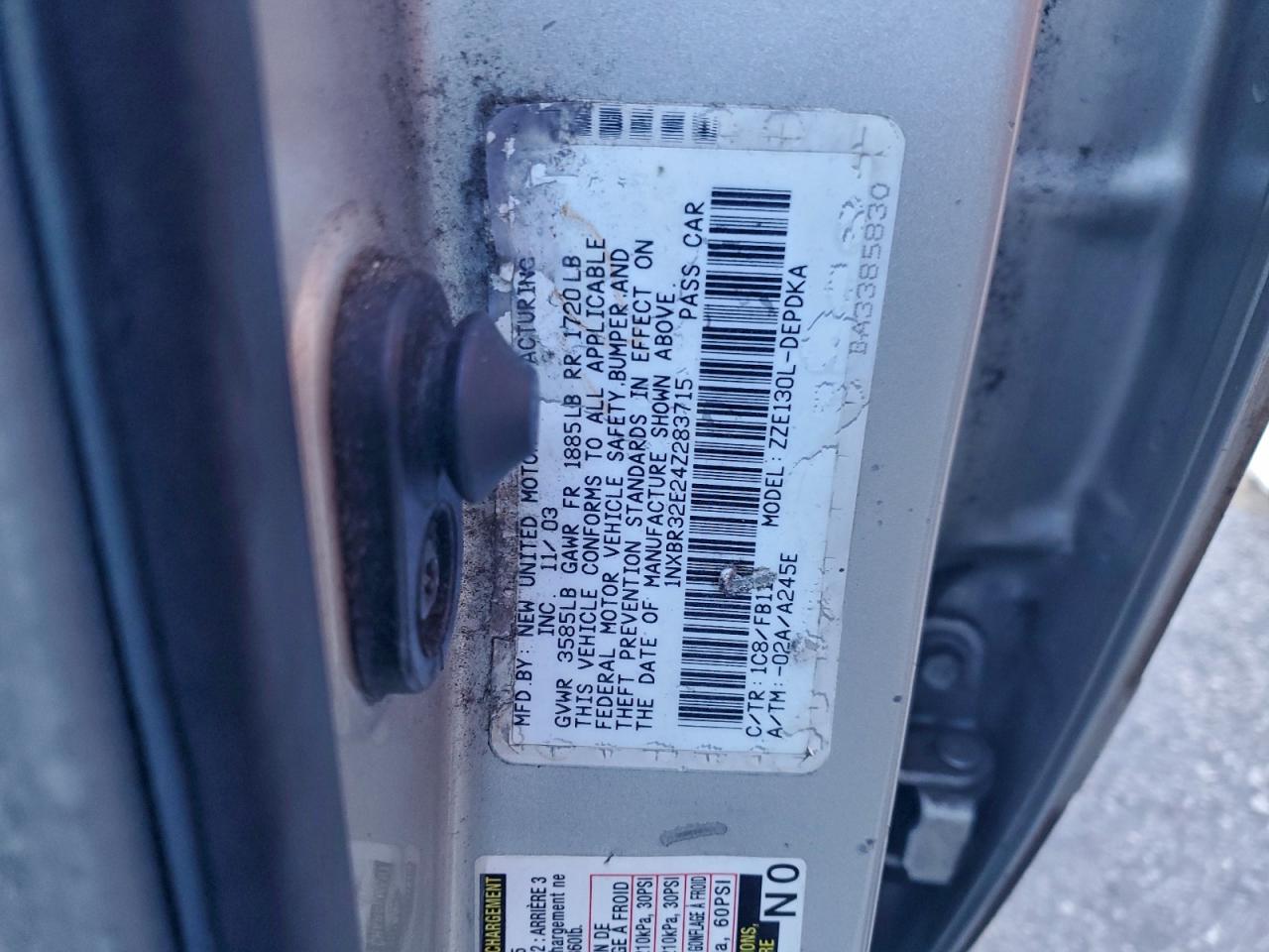 Lot #3317717151 2004 TOYOTA COROLLA CE