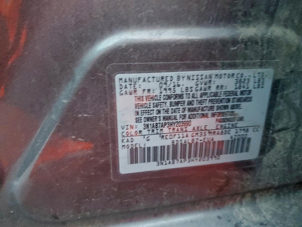 Lot #3311545279 2017 NISSAN SENTRA S