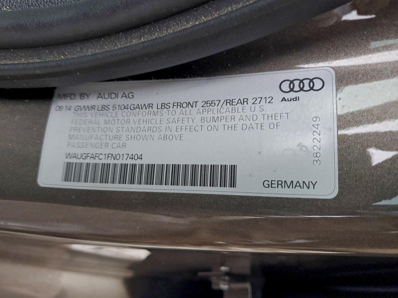Lot #3311583771 2015 AUDI A6 PREMIUM