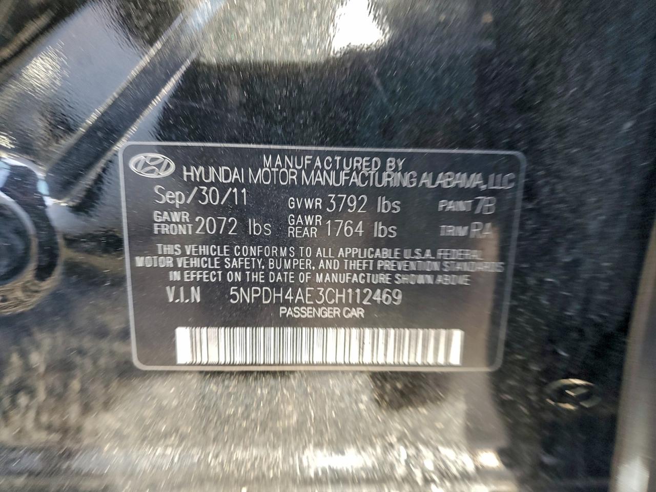 Lot #3305355317 2012 HYUNDAI ELANTRA