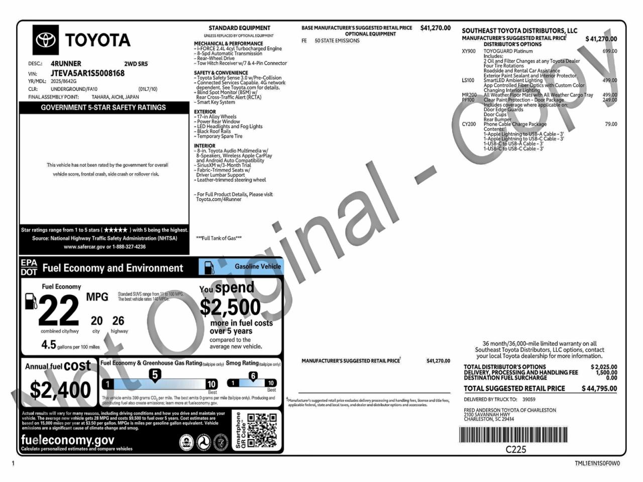 Lot #3316738446 2025 TOYOTA 4RUNNER SR