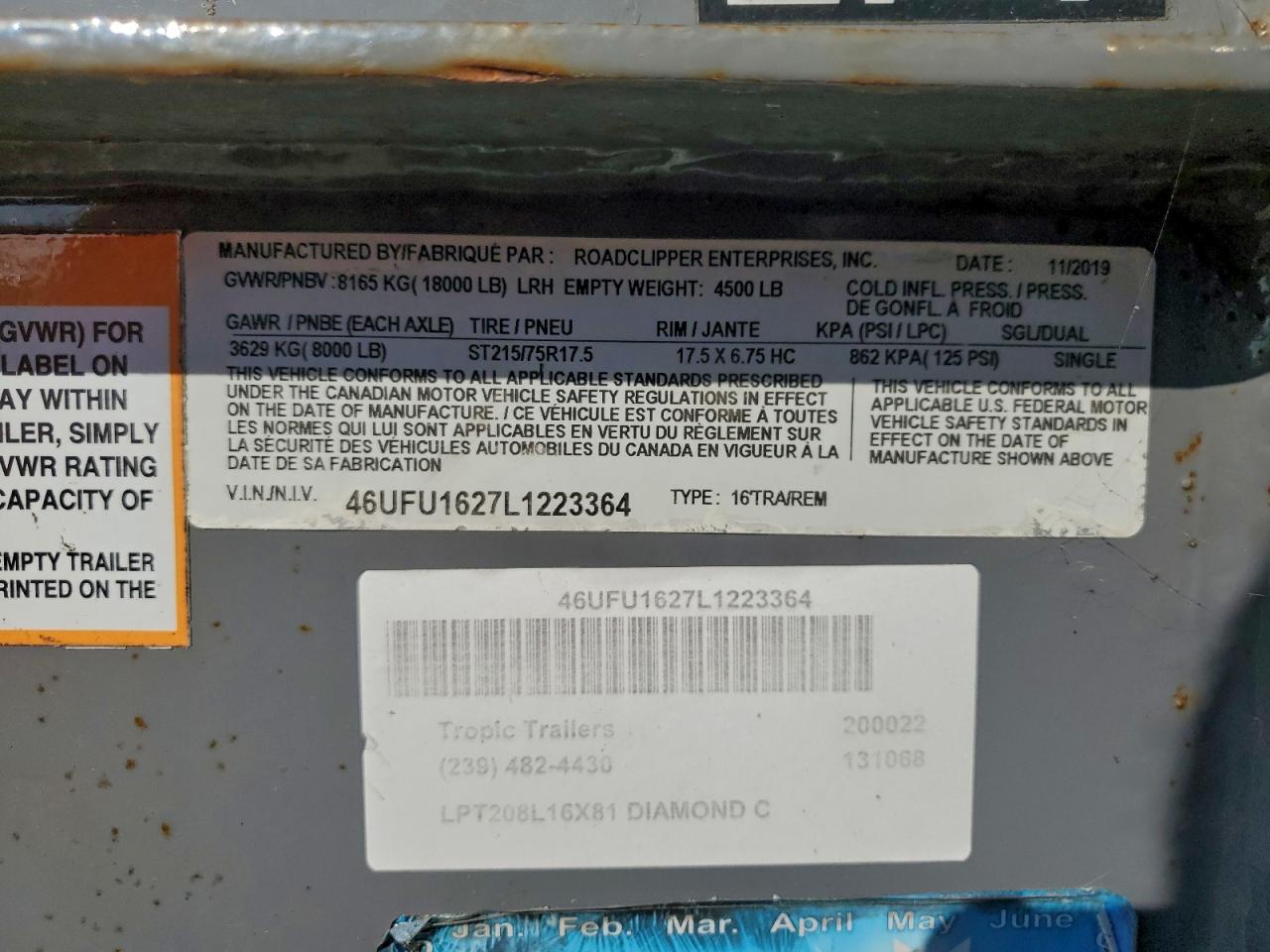 Lot #3305584115 2020 DFJB TRAILER