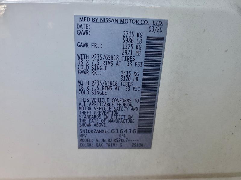 2020 NISSAN PATHFINDER #3309431985