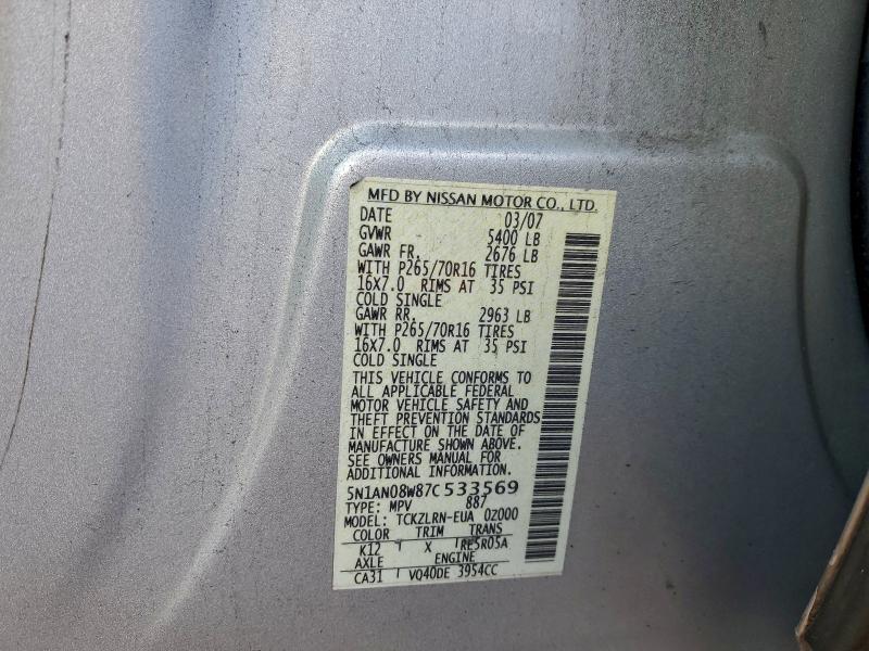 2007 NISSAN XTERRA OFF #3305305326