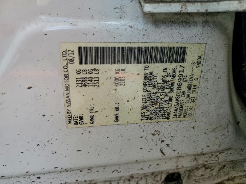 2012 NISSAN MAXIMA S #3317980923