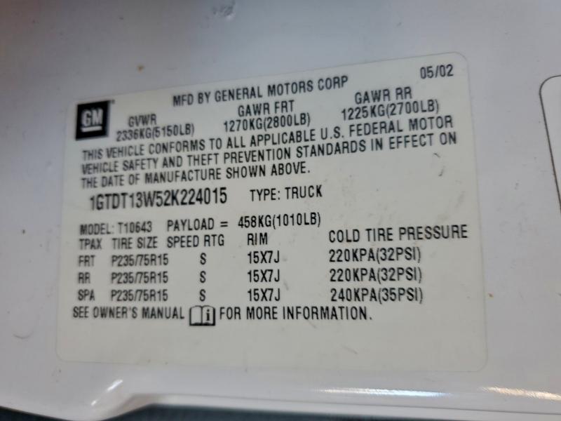 2002 GMC SONOMA #3317060998