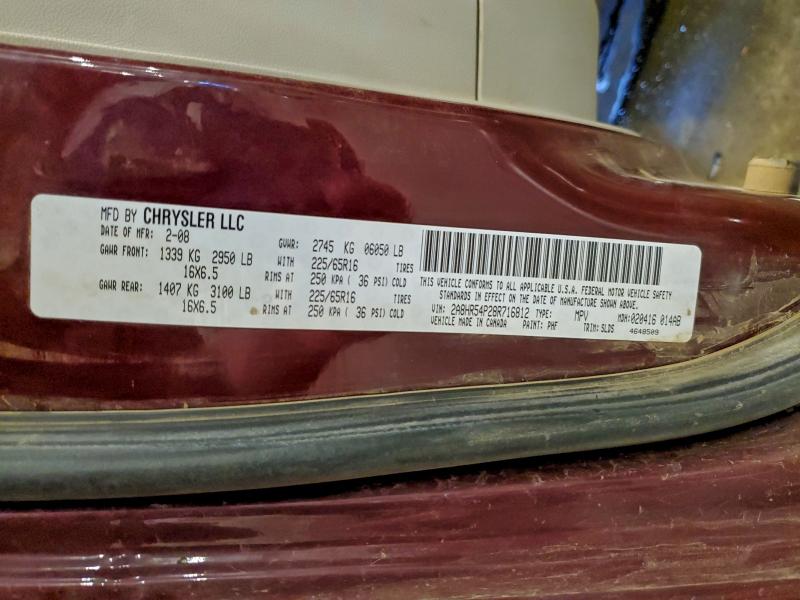 2008 CHRYSLER TOWN & COU #3303900718