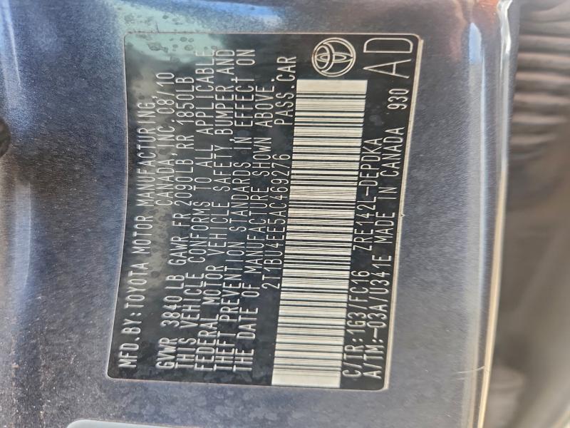 2010 TOYOTA COROLLA BA #3302860912