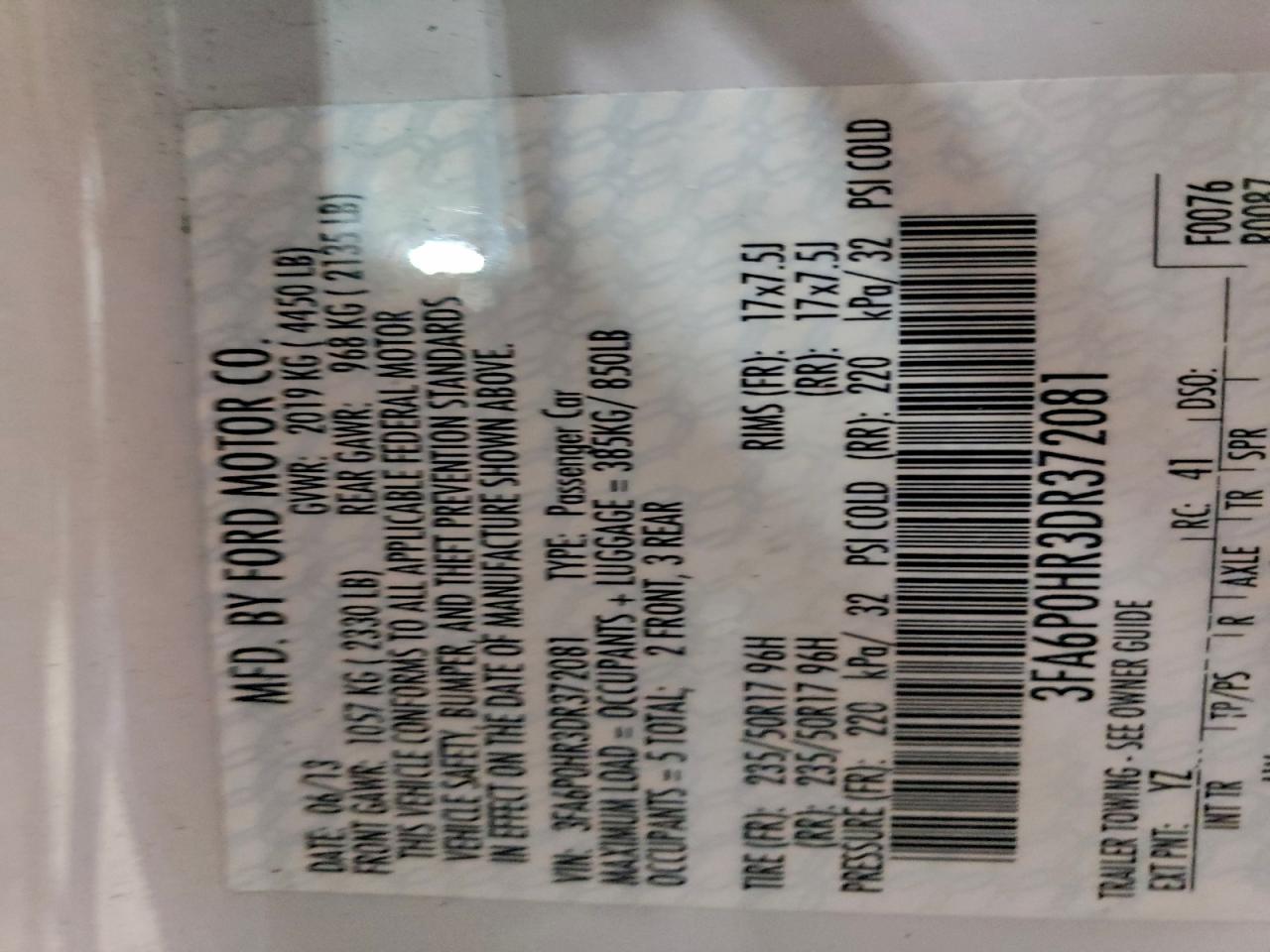 Lot #3301962439 2013 FORD FUSION SE