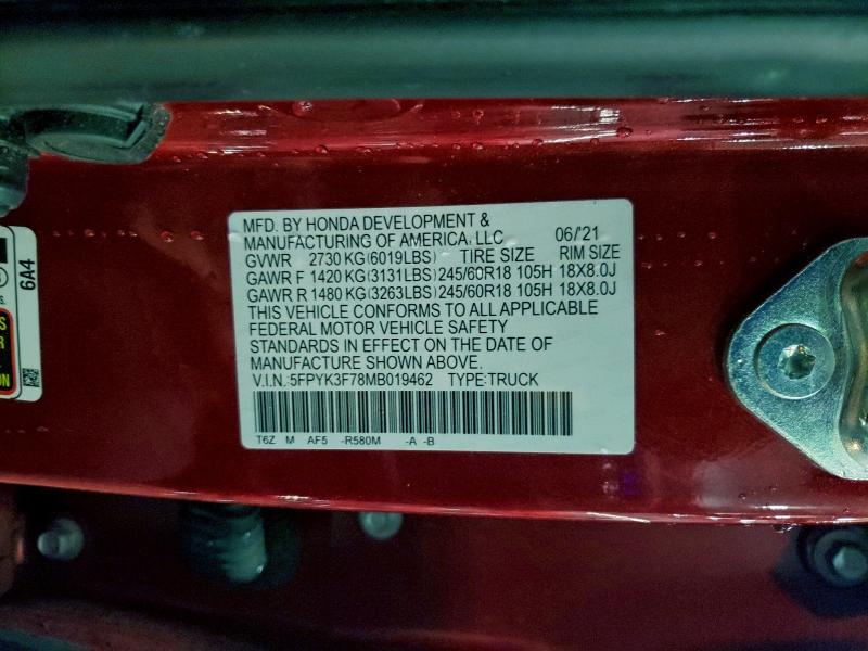 2021 HONDA RIDGELINE #3305323302