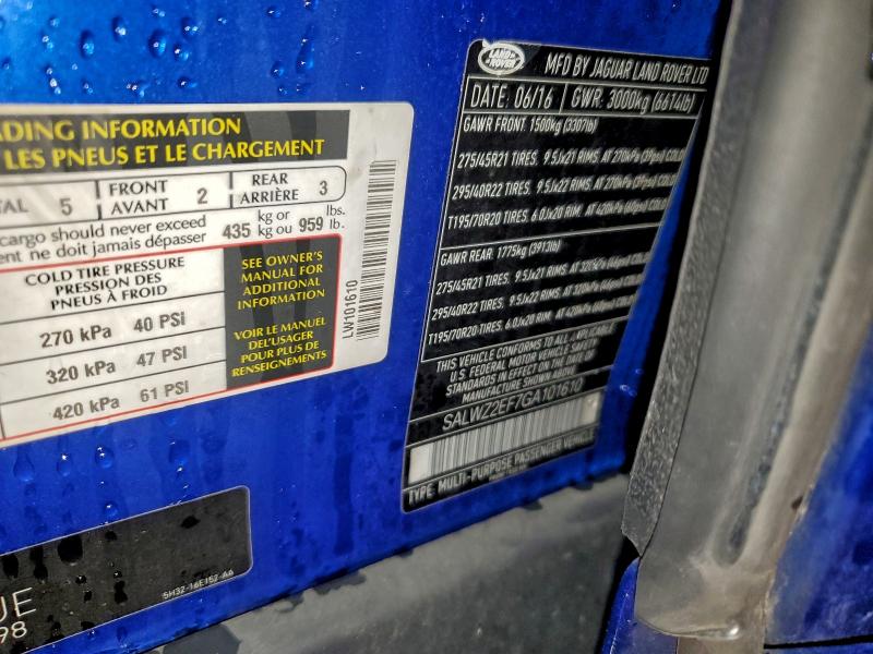 2016 LAND ROVER RANGE ROVE #3305331363