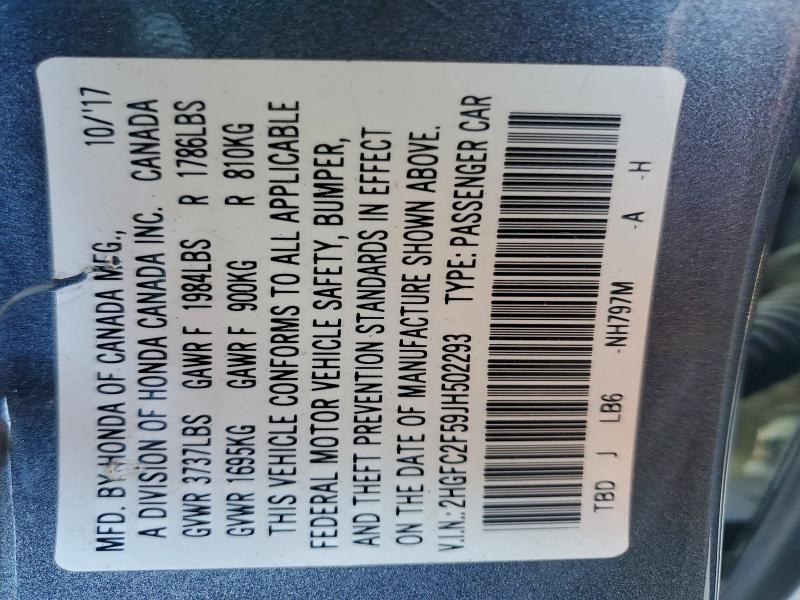 2018 HONDA CIVIC LX #3309648935