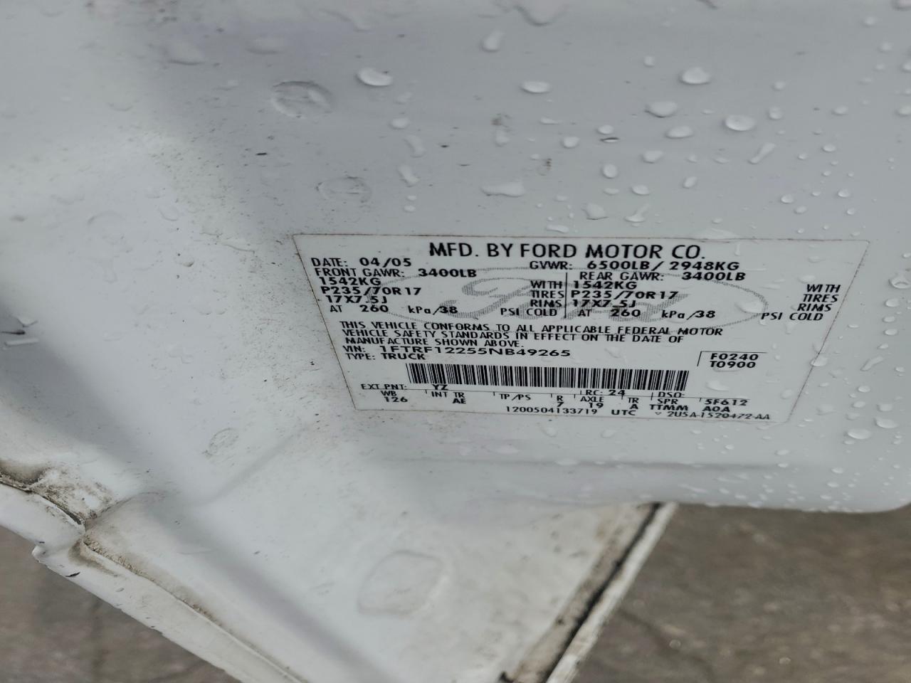 Lot #3316747404 2005 FORD F150