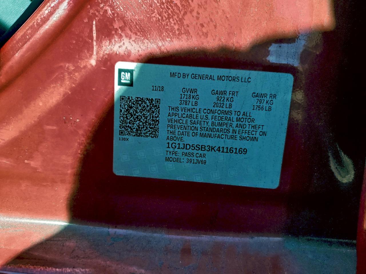 Lot #3312575159 2019 CHEVROLET SONIC LT