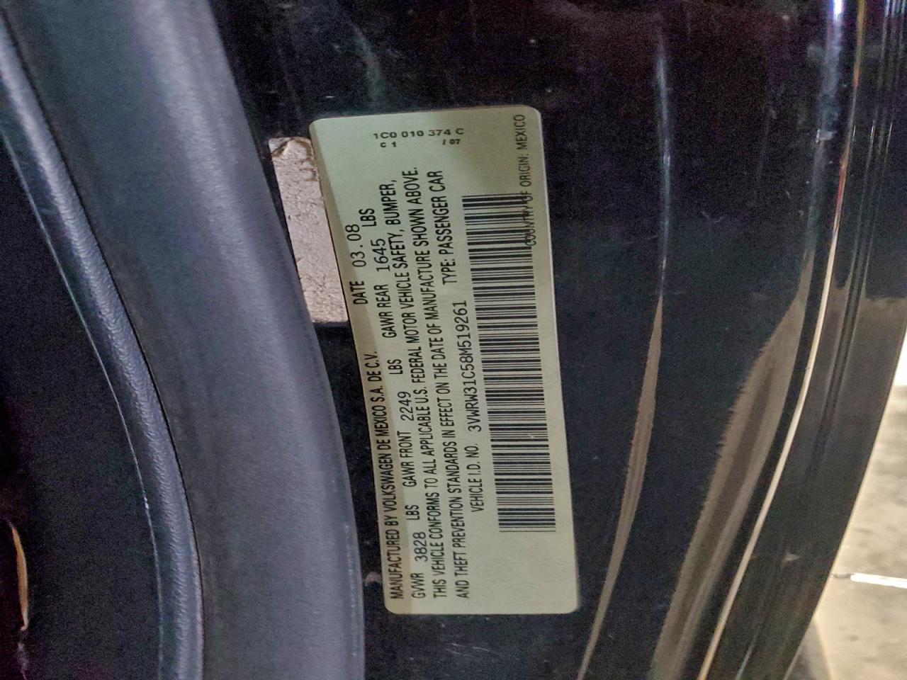 Lot #3311759745 2008 VOLKSWAGEN NEW BEETLE