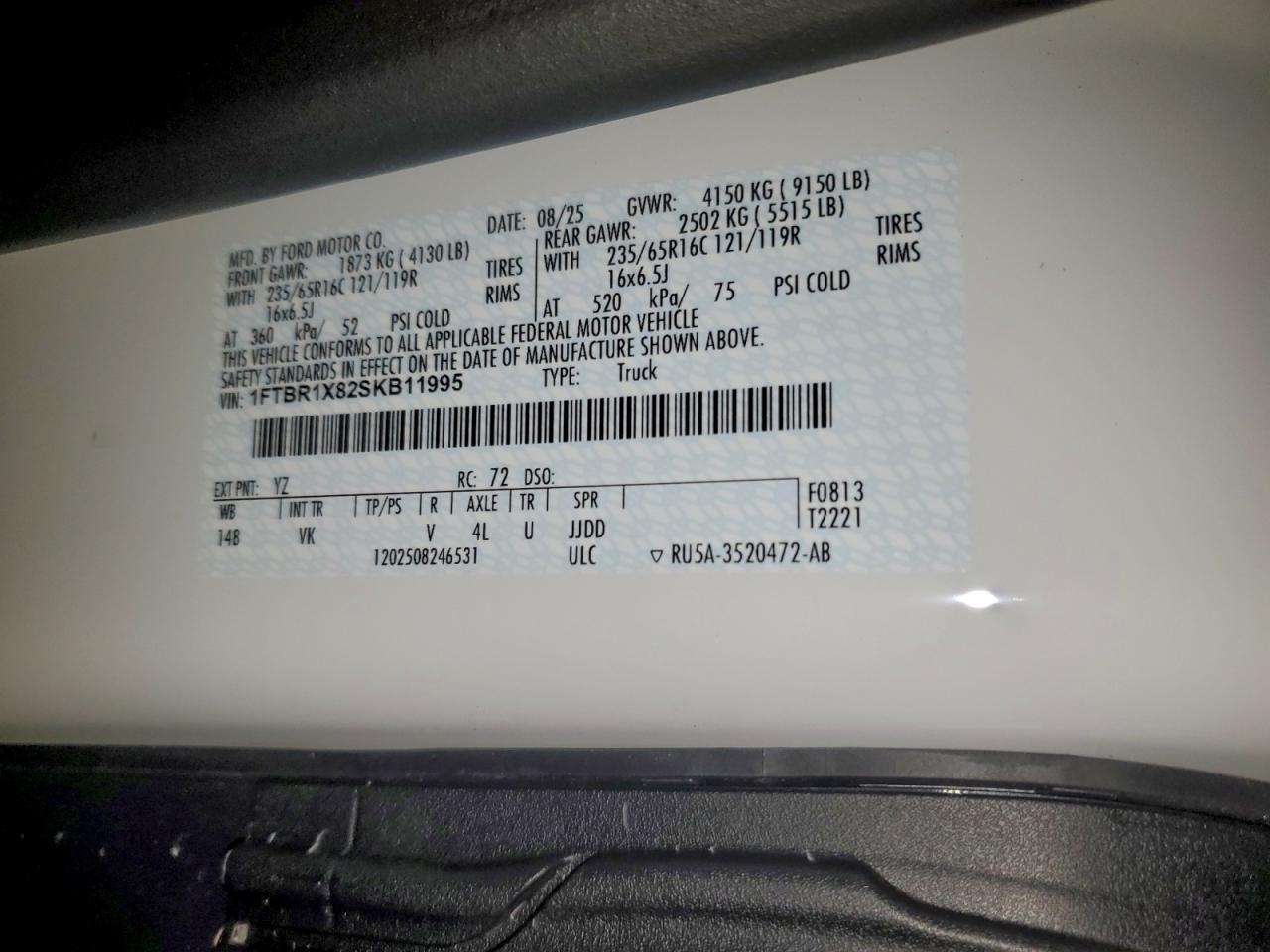 Lot #3303185795 2025 FORD TRANSIT T-