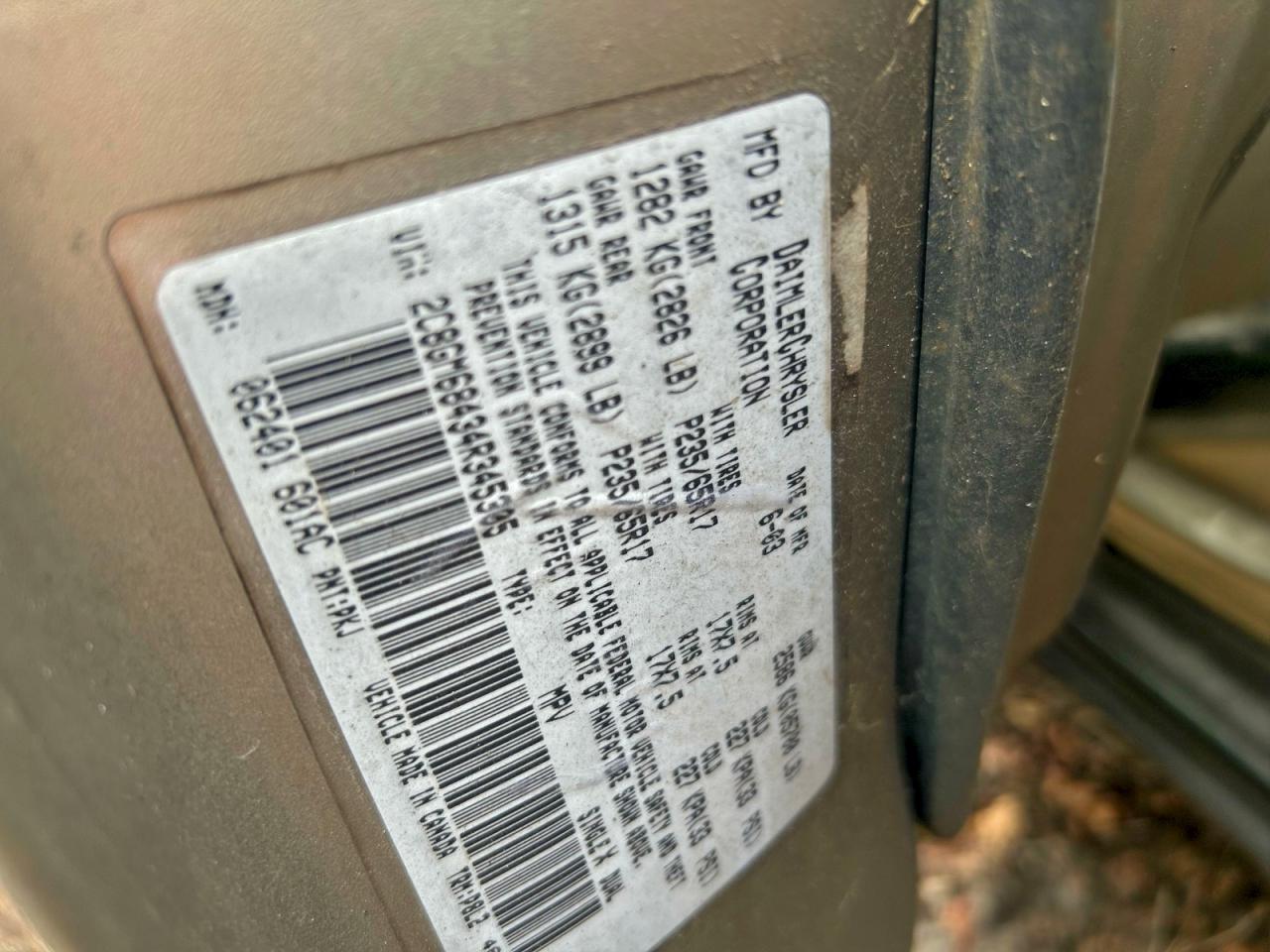 Lot #3308280167 2004 CHRYSLER PACIFICA