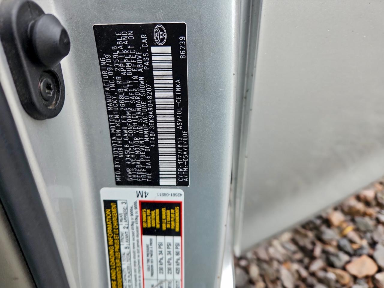 Lot #3311483232 2010 TOYOTA CAMRY BASE