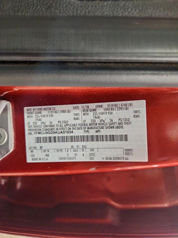 2019 FORD ESCAPE SE #3302905011