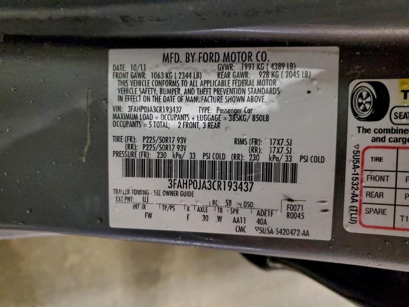 2012 FORD FUSION #3302813920