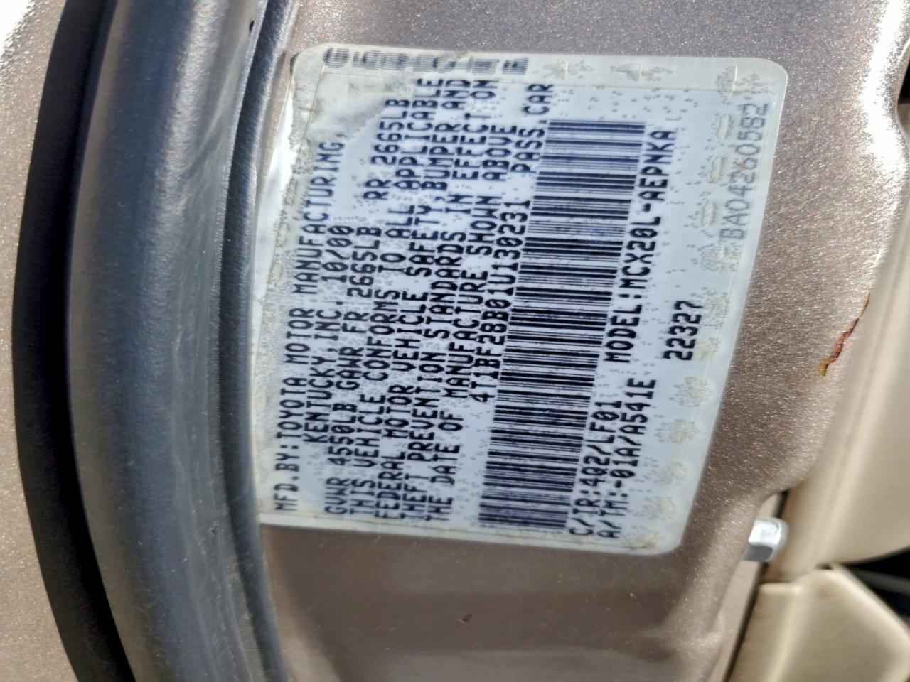 Lot #3315892145 2001 TOYOTA AVALON XL