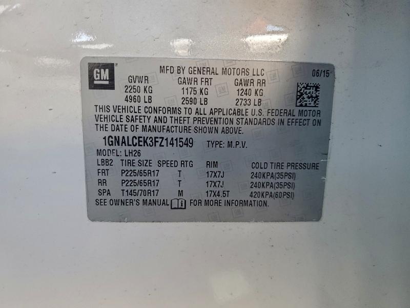 2015 CHEVROLET EQUINOX LT #3304609451