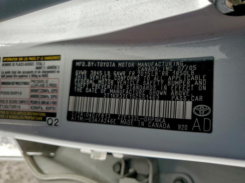 2005 TOYOTA COROLLA MA #3303979728