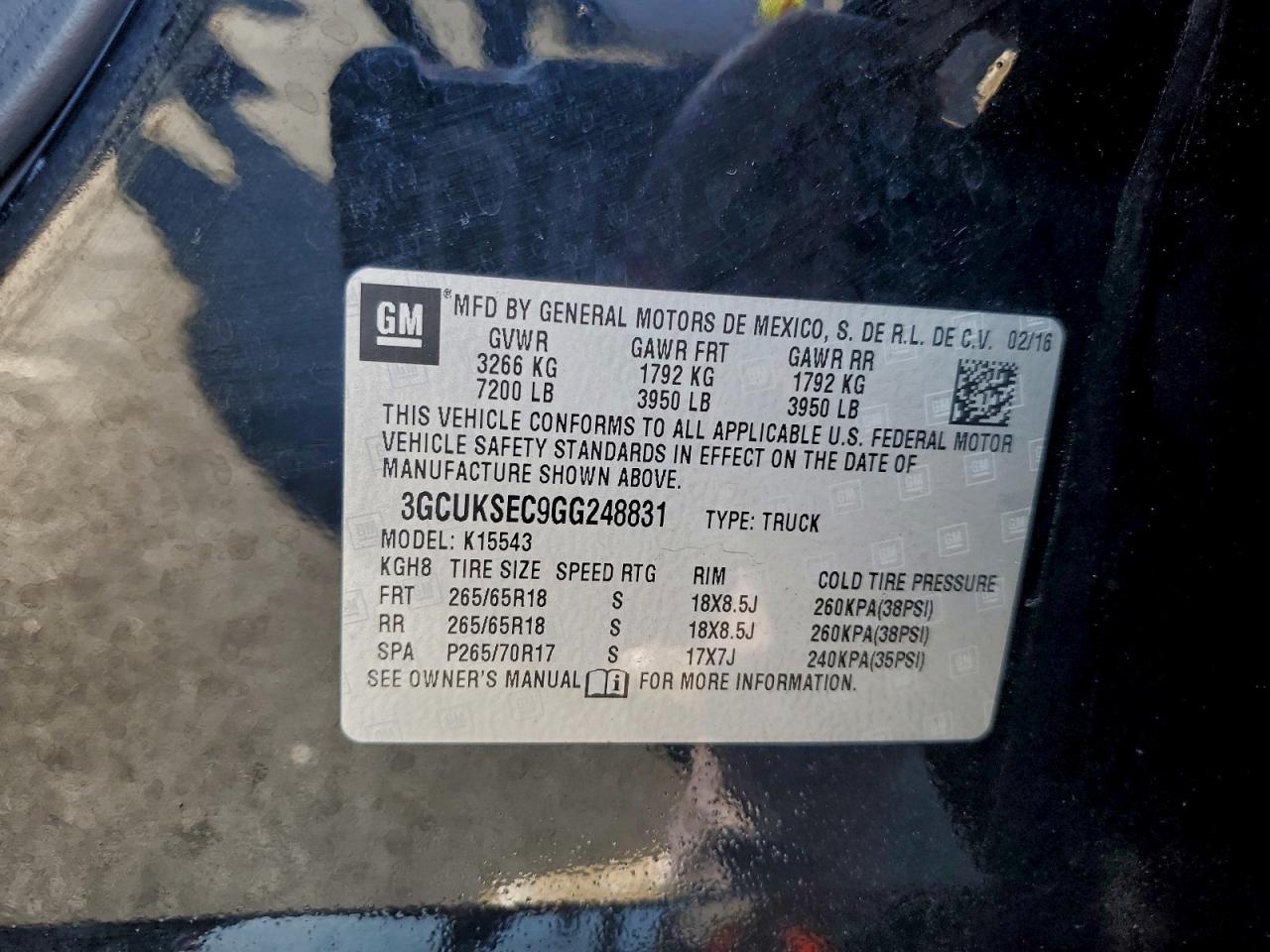 Lot #3317088002 2016 CHEVROLET SILVERADO