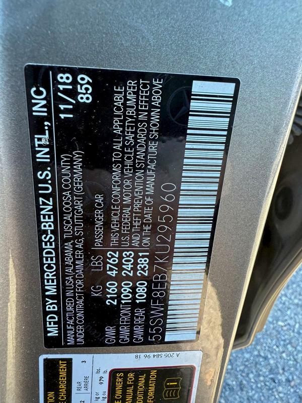 2019 MERCEDES-BENZ C 300 4MAT #3308236173