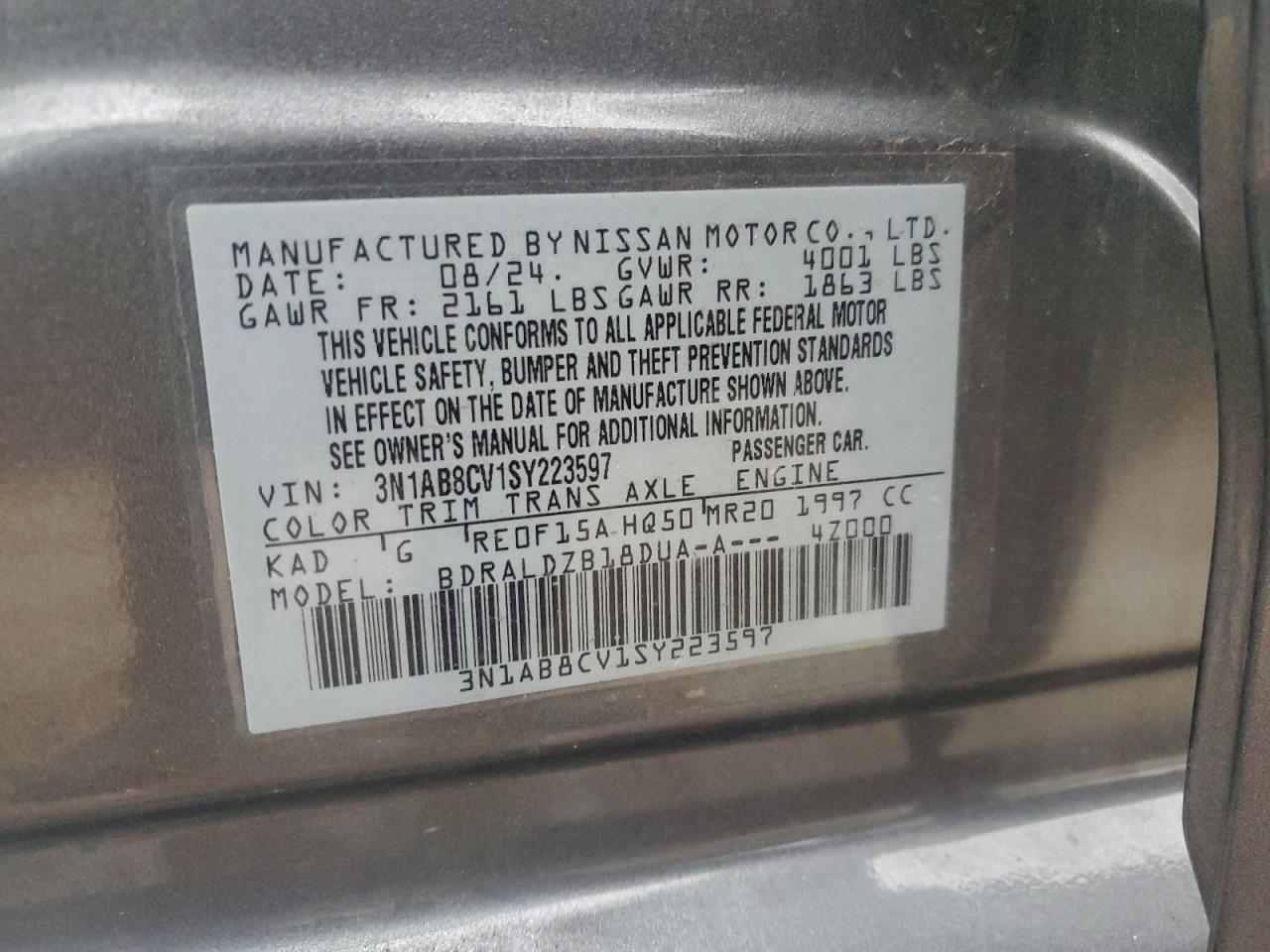 Lot #3311584765 2025 NISSAN SENTRA SV