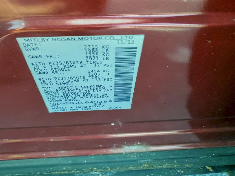 2014 NISSAN PATHFINDER #3304540463