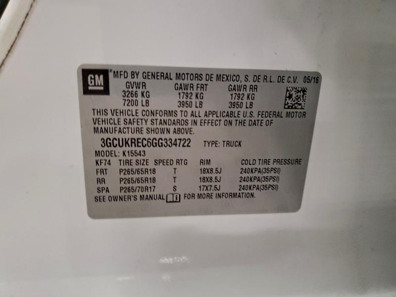 2016 CHEVROLET SILVERADO #3310330968