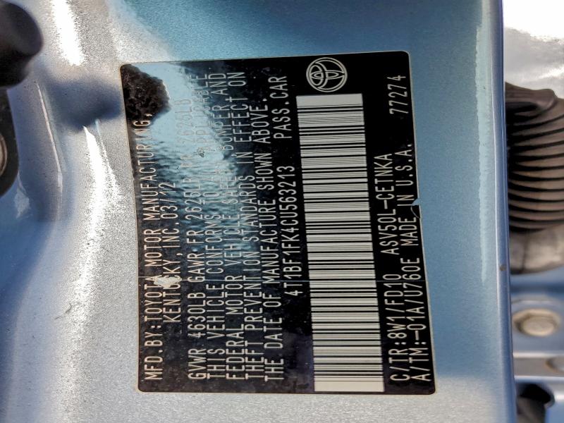 2012 TOYOTA CAMRY BASE #3304575450