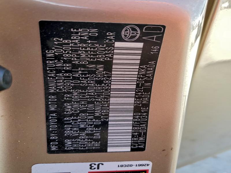 2013 TOYOTA COROLLA BA #3302878929