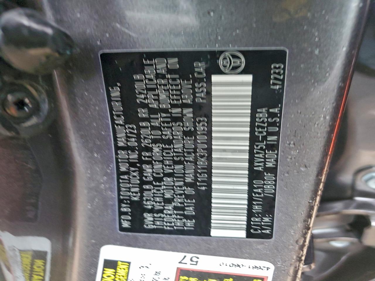 Lot #3318022408 2023 TOYOTA CAMRY SE N