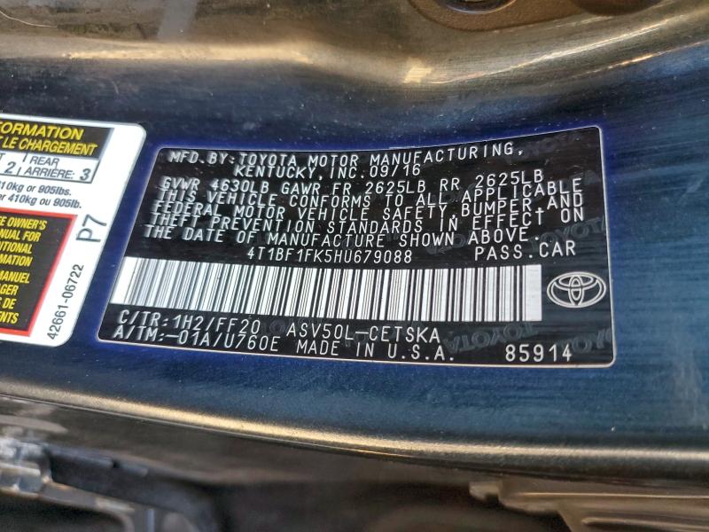 2017 TOYOTA CAMRY LE #3304572450