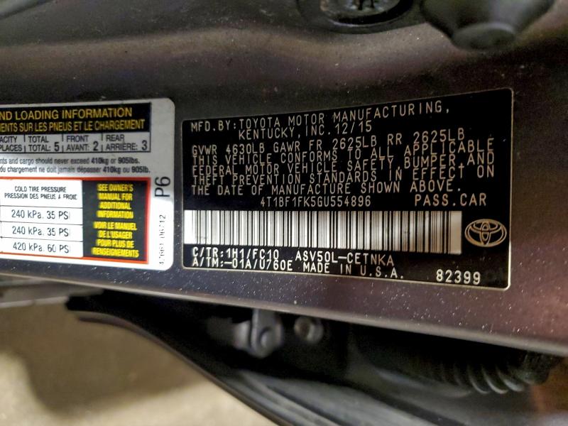 2016 TOYOTA CAMRY LE #3304721964