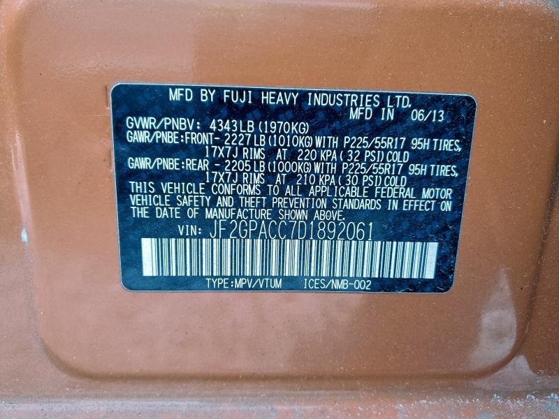 2013 SUBARU XV CROSSTR #3316898093