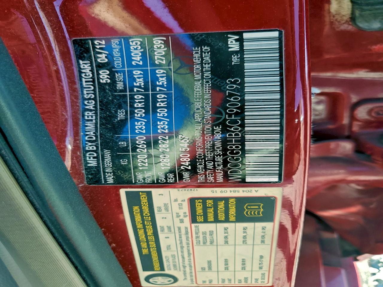 Lot #3316007789 2012 MERCEDES-BENZ GLK 350 4M