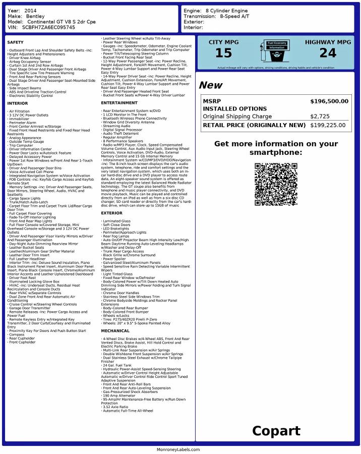 2014 BENTLEY CONTINENTA #3303749429