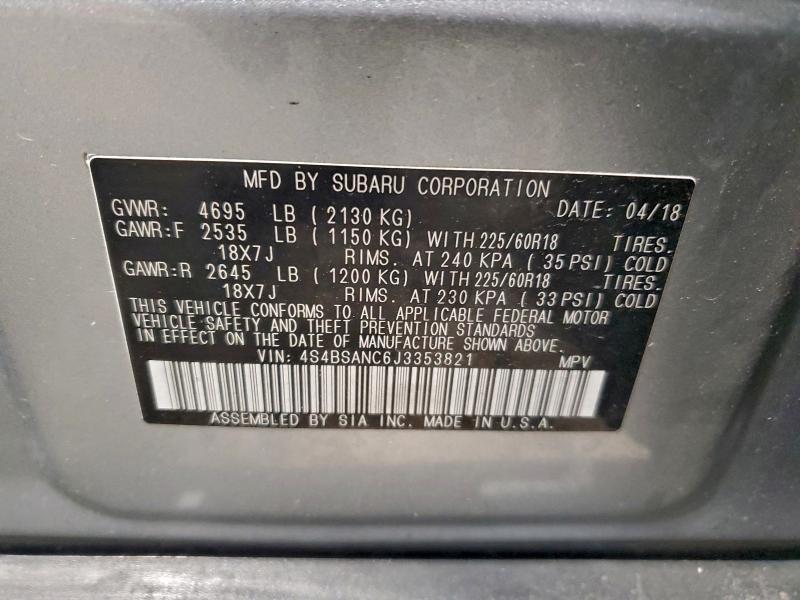 2018 SUBARU OUTBACK 2. #3316995119