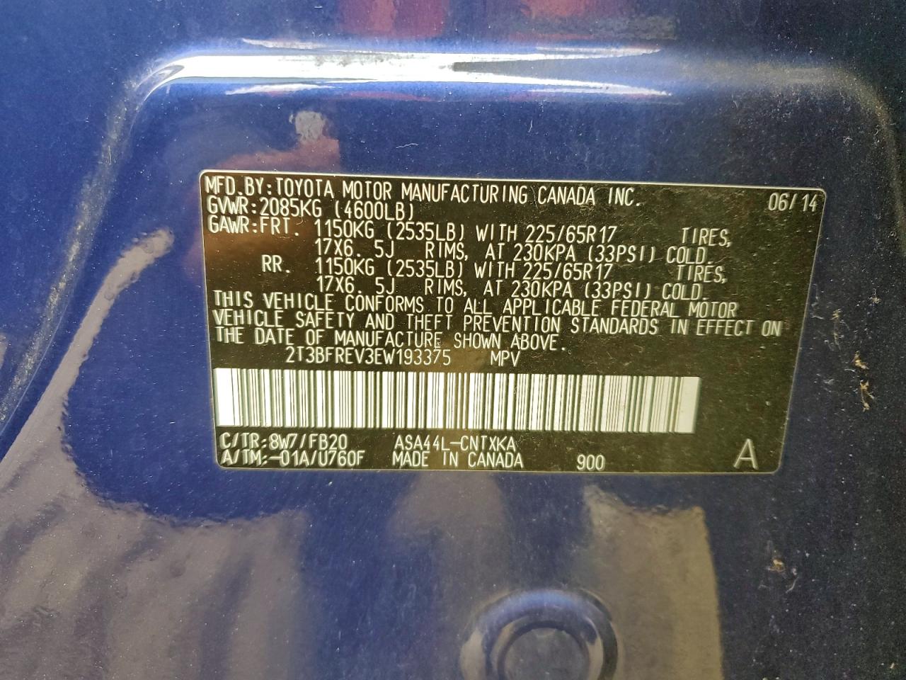 Lot #3315892085 2014 TOYOTA RAV4 LE