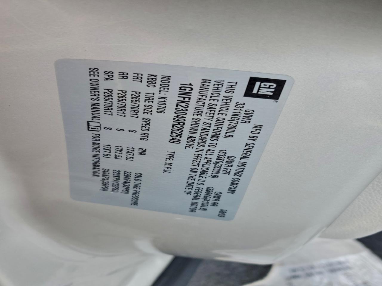 Lot #3303558928 2009 CHEVROLET TAHOE K150