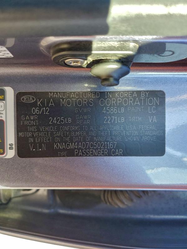 2012 KIA OPTIMA HYB #3305404316